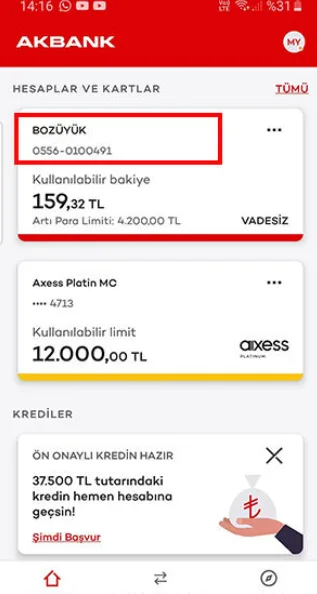 Nternet Bankacilgindan Hesap Numarasi Ogrenme